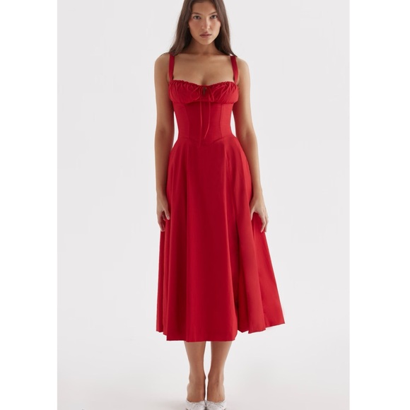 House of CB Dresses & Skirts - House of CB Carmen red Rose Bustier Vibrant Red Midi Dress size small plus cup